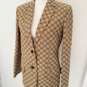 Gucci GG Canvas Single Breasted Jacquard Blazer Jacket Tailored Fitted Designer